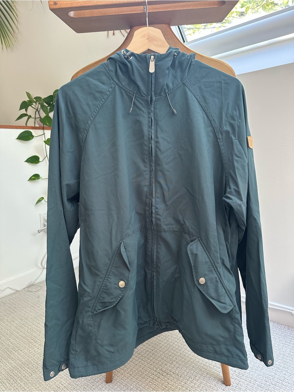 Fjallraven Teal Hooded Windbreaker Jacket
